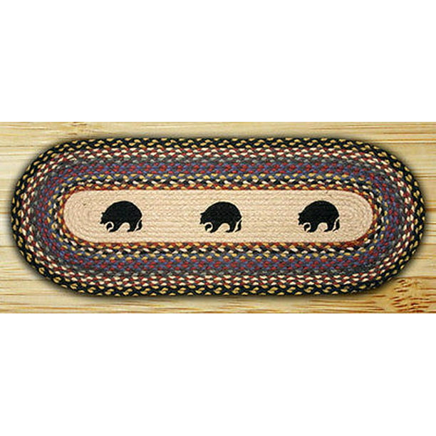 by Earth Rugs MAMA & BABY BEAR 100% Natural Braided Jute Runner 13" x 36" Oval 
